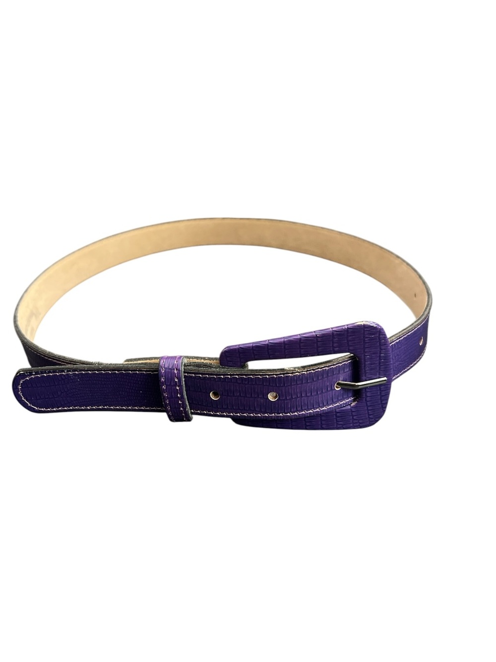 Astor Women's Purple Textured Bonded-Leather Belt with Covered Buckle Size M/L